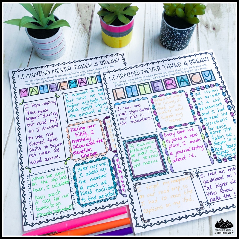 This is a quick, but incredibly meaningful, after break activity to do with students when they return from spring break, winter break, beginning of the school year, etc.