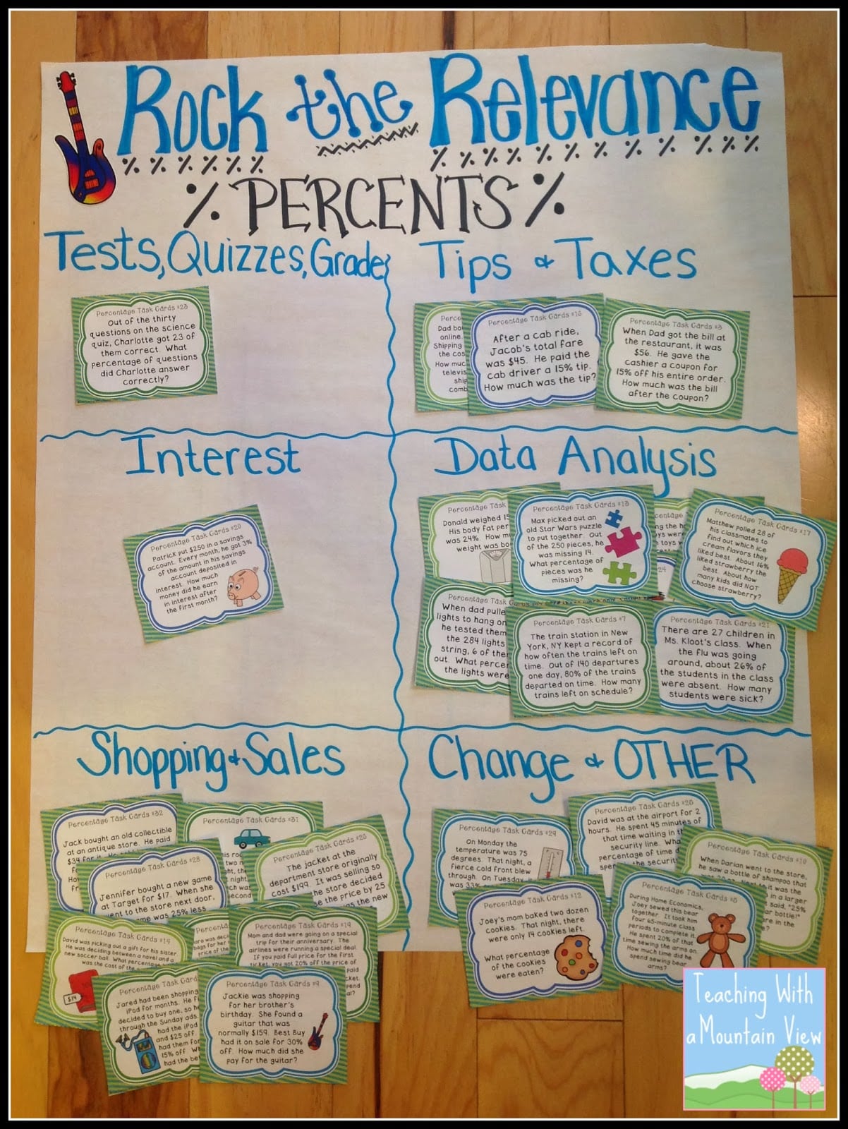 using percents in the real world task card word problems