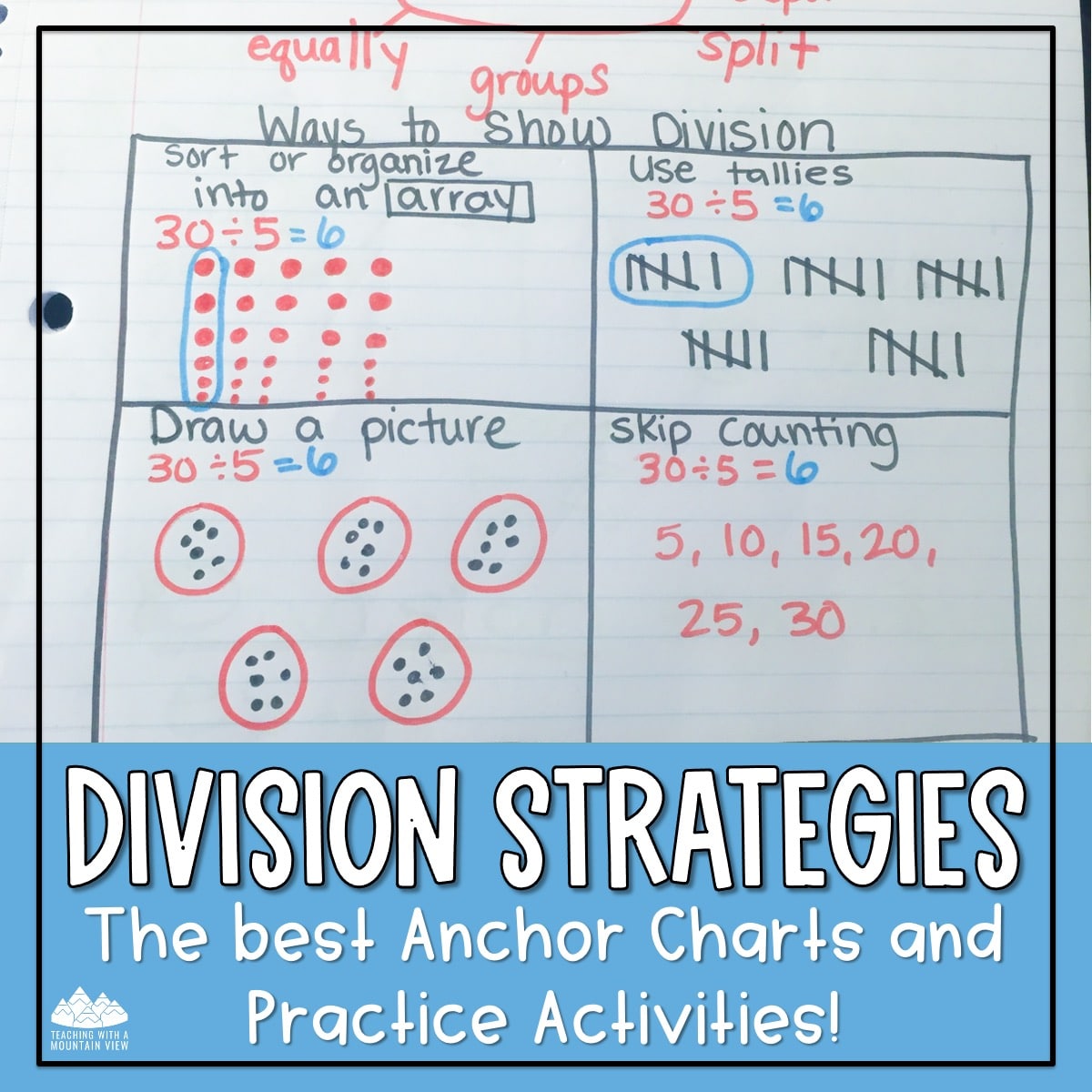 These teaching division strategies and freebies are perfect for upper elementary math students. Includes anchor charts, notebooks, task cards, and more!