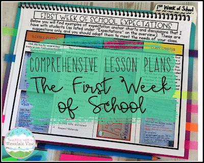 First Week of School Plans graphic