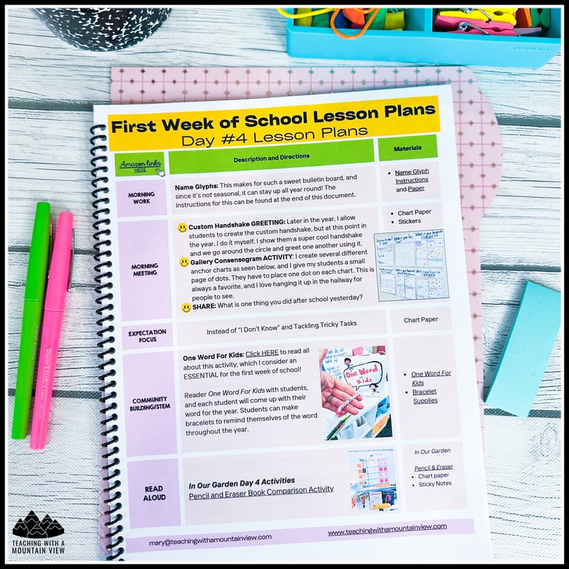 free first week of school lesson plans, back to school lesson plans