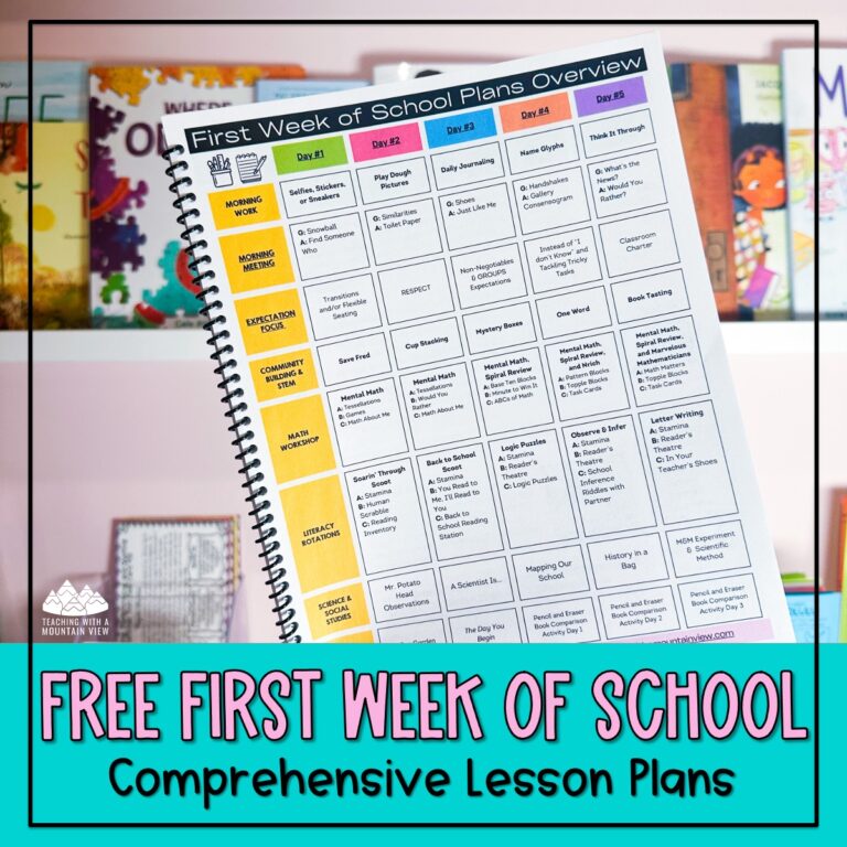 free first week of school lesson plans, back to school lesson plans
