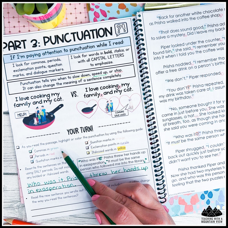 Then, this fluency flipbook is THE resource you need for additional practice. Your students will absolutely love this 5-part Fluency Flipbook that explores fluency, accuracy, expression, punctuation, pace, comprehension, and annotating. You, as the teacher, will LOVE the rigor it provides!