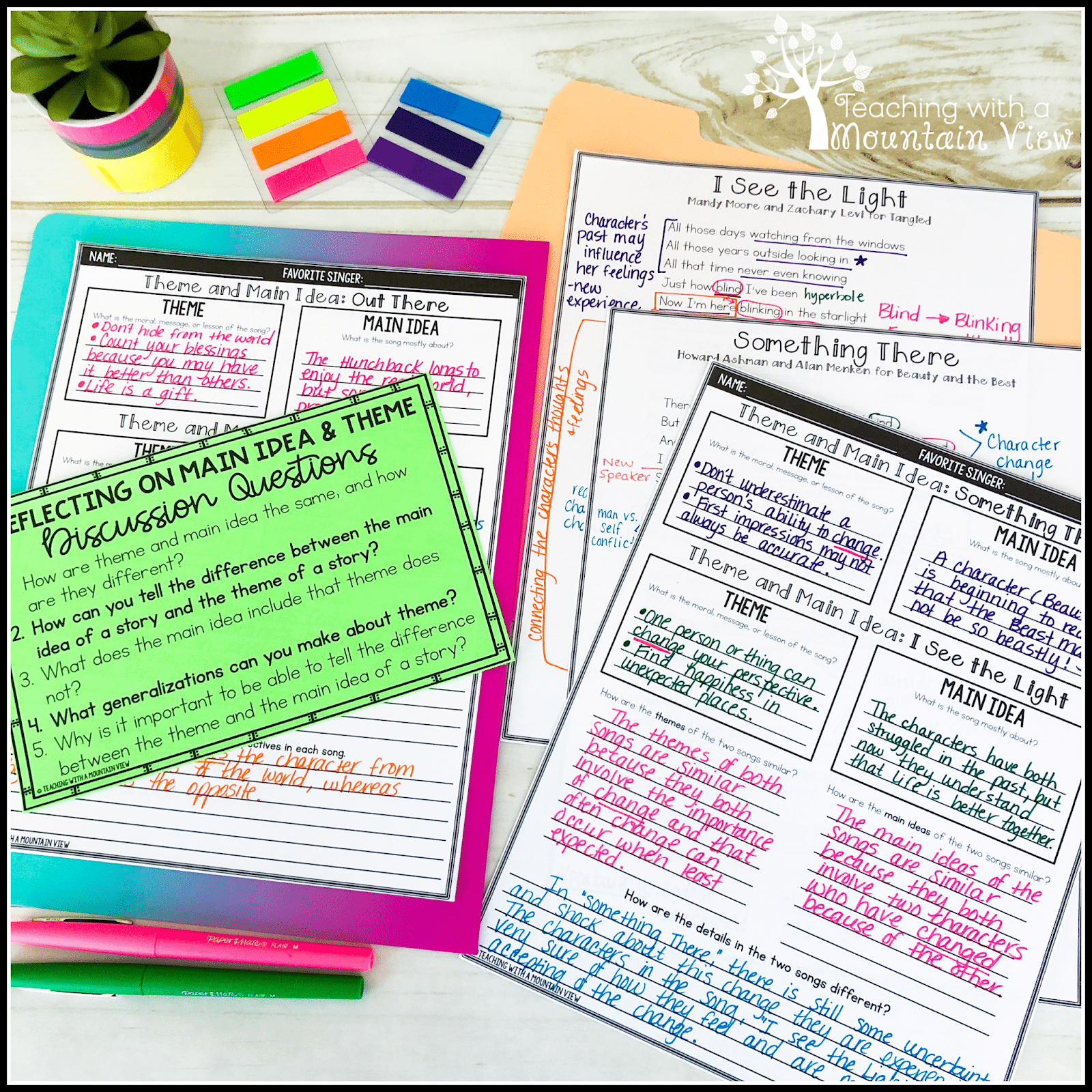 Main Idea Vs Theme With Song Lyrics Teaching With A Mountain View