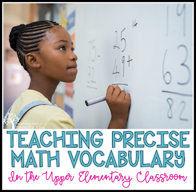 Teaching Precise Math Vocabulary in upper elementary classrooms graphic