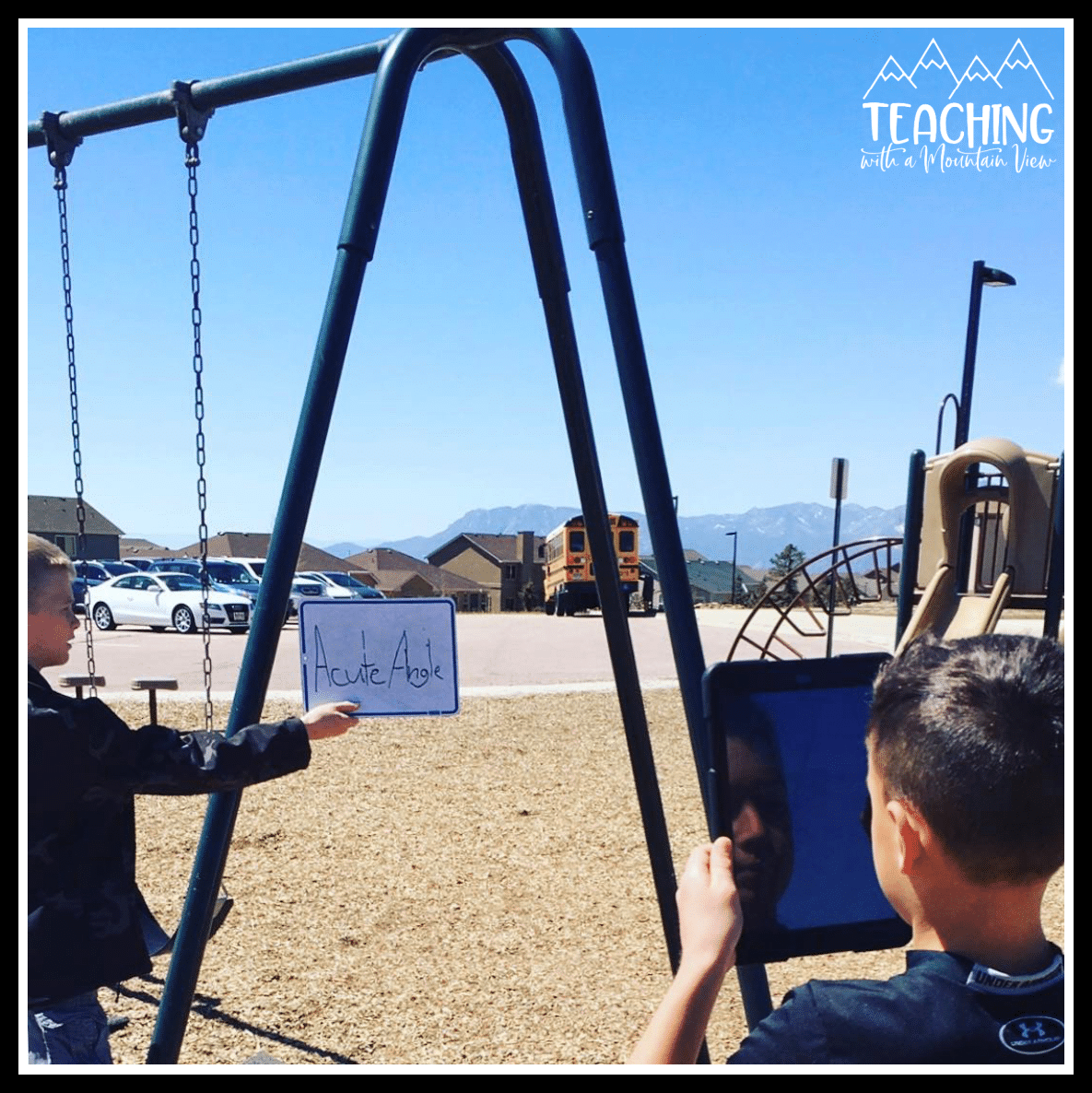 teaching outdoors with the swing sets
