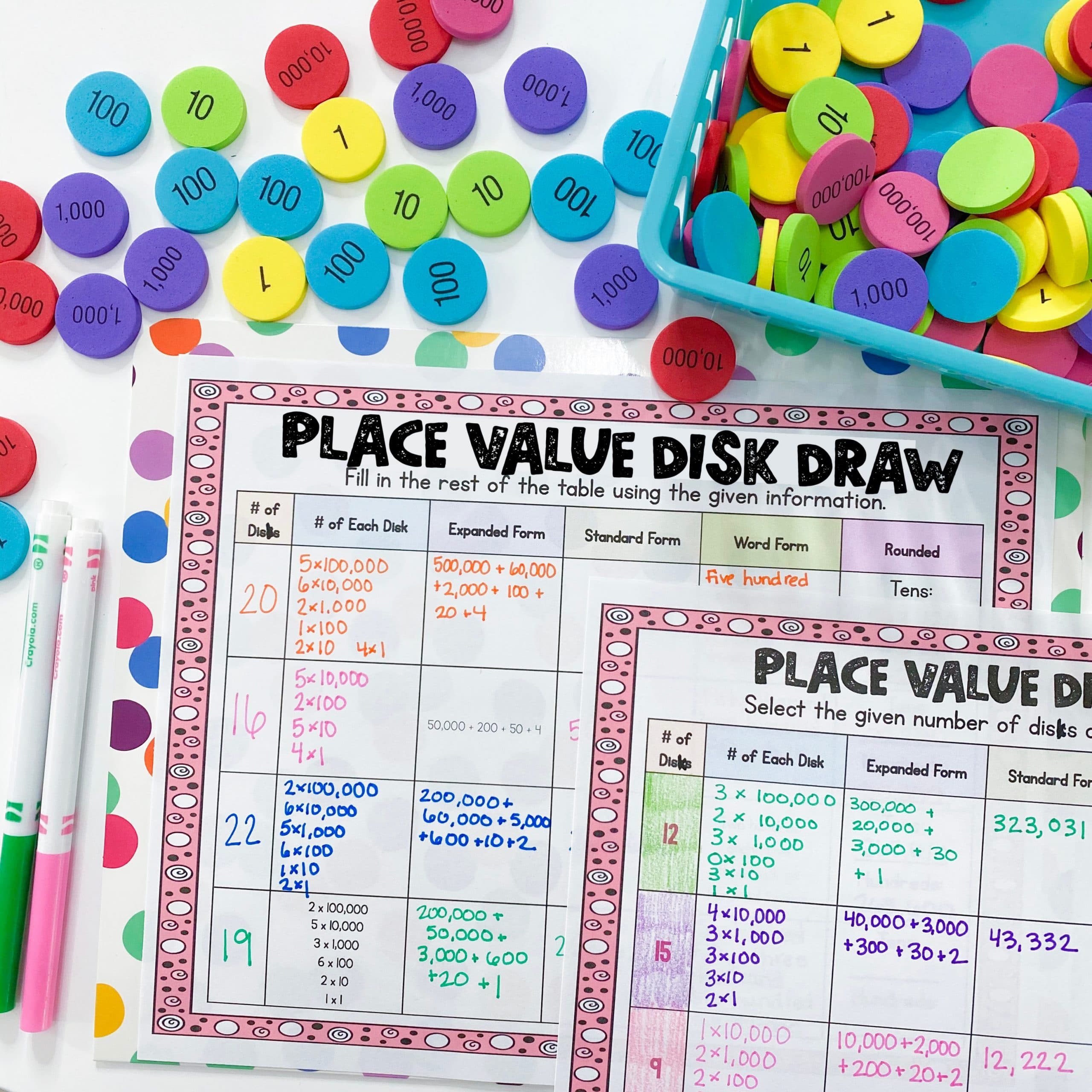 place value disks division