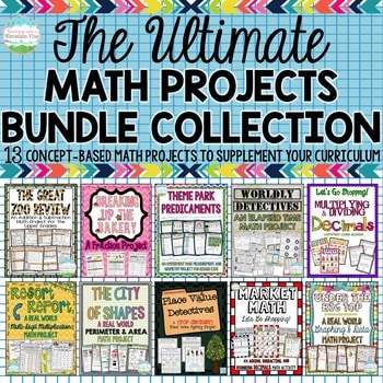 math project bundle addition subtraction division fractions place value multiplication perimeter decimals data elapsed time coordinate graphs