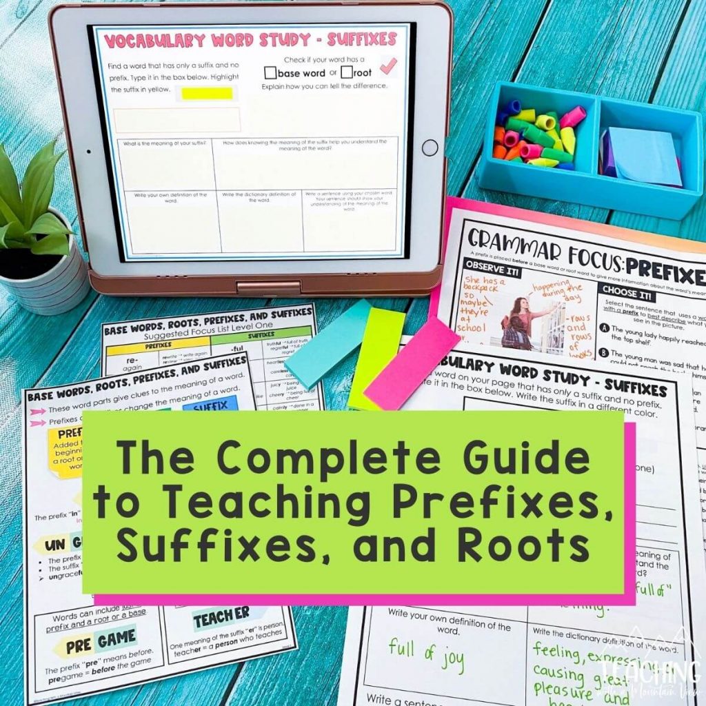 free upper elementary resources for teaching prefixes and suffixes along with Greek or Latin roots as part of your upper elementary spelling strategy instruction