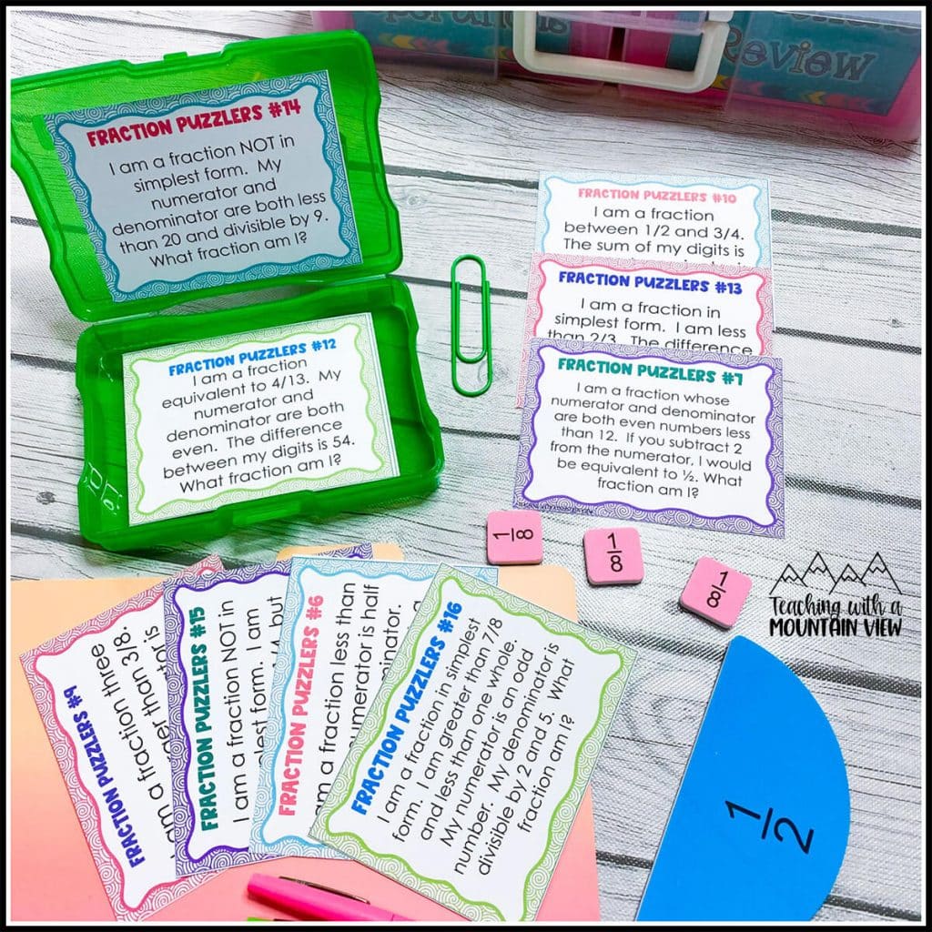 fraction puzzlers task cards upper elementary