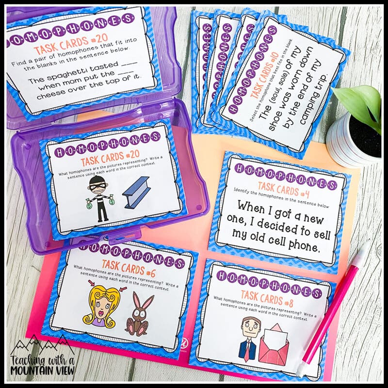 homophone task cards for commonly confused words upper elementary