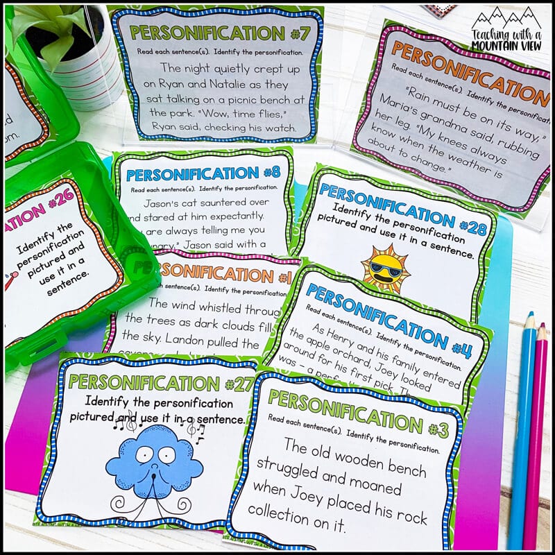 figurative language personification task cards