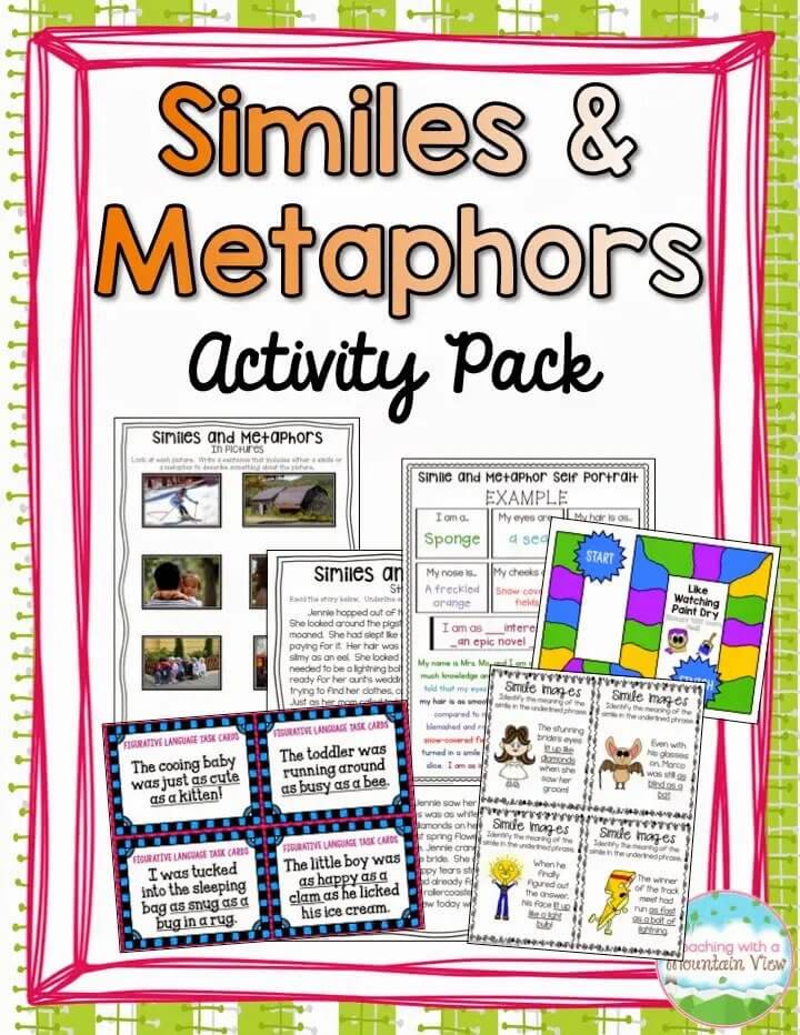 figurative language activity pack similes and metaphors