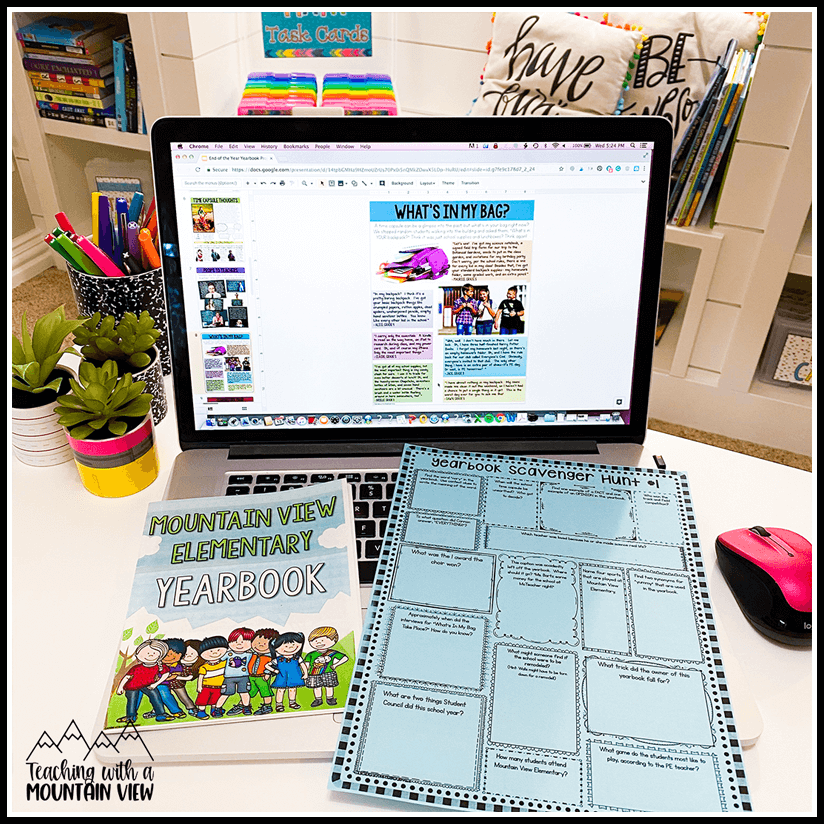 end of the year yearbook scavenger hunt activity