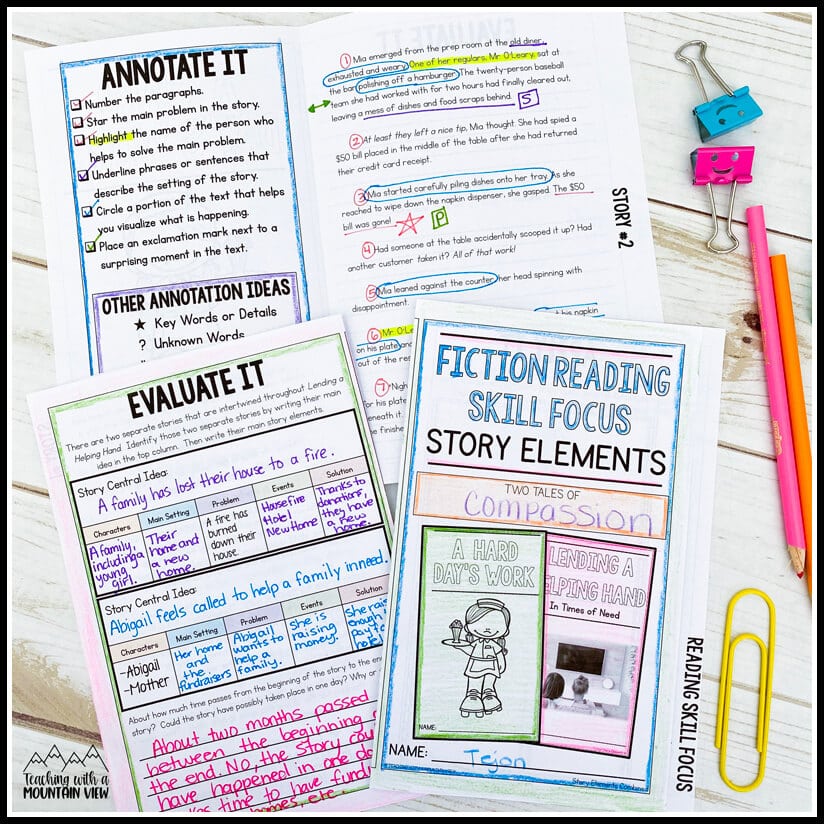 story elements paired passages