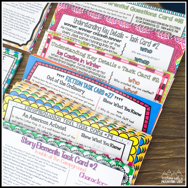 reading task cards for literacy block
