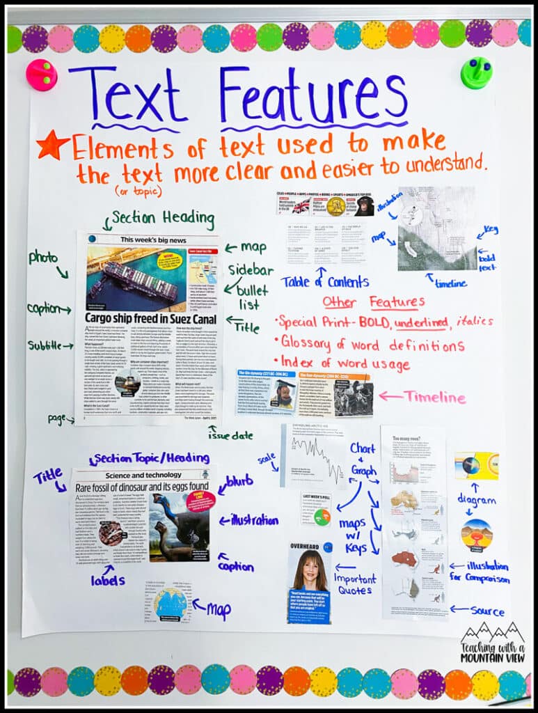 NonFiction Text Features Anchor Chart Signs Home & Living