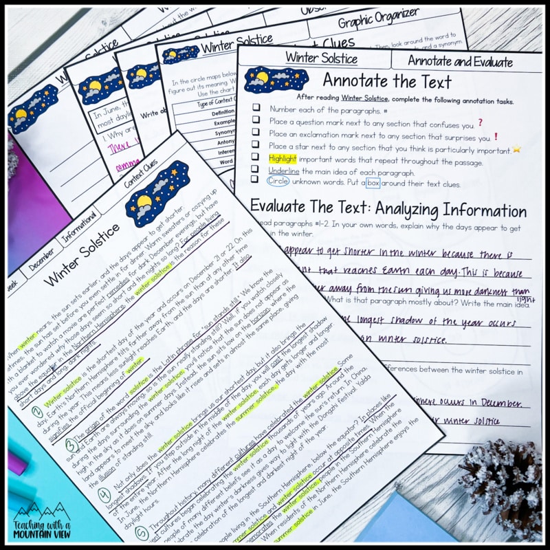 winter solstice informational text reading passage