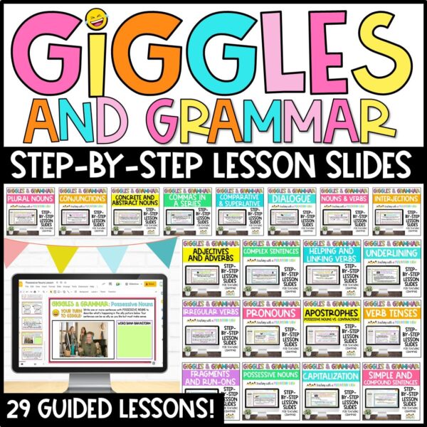 Giggles and Grammar LESSON SLIDE COVERS BUNDLE
