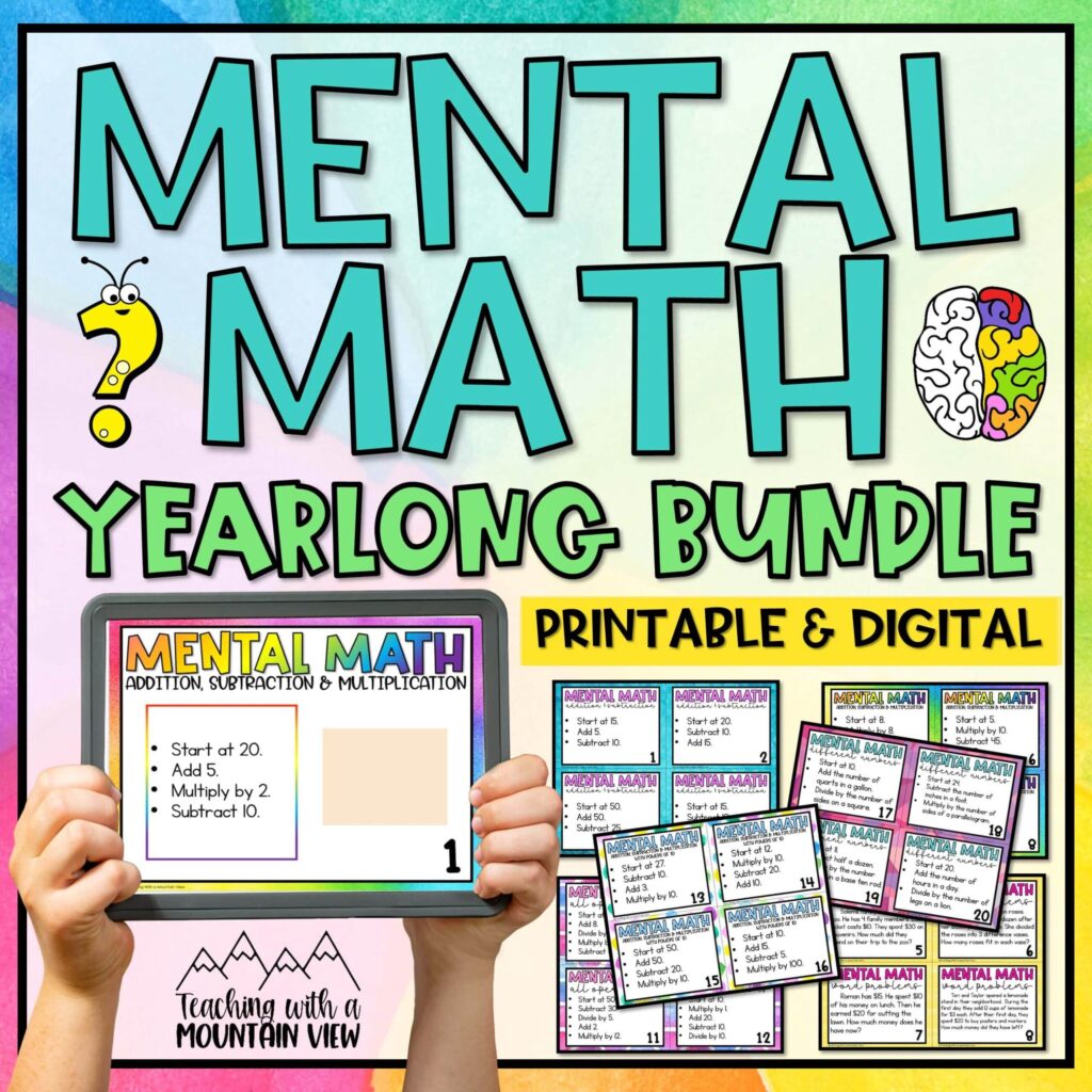 mental math tasks yearlong bundle of task cards for upper elementary