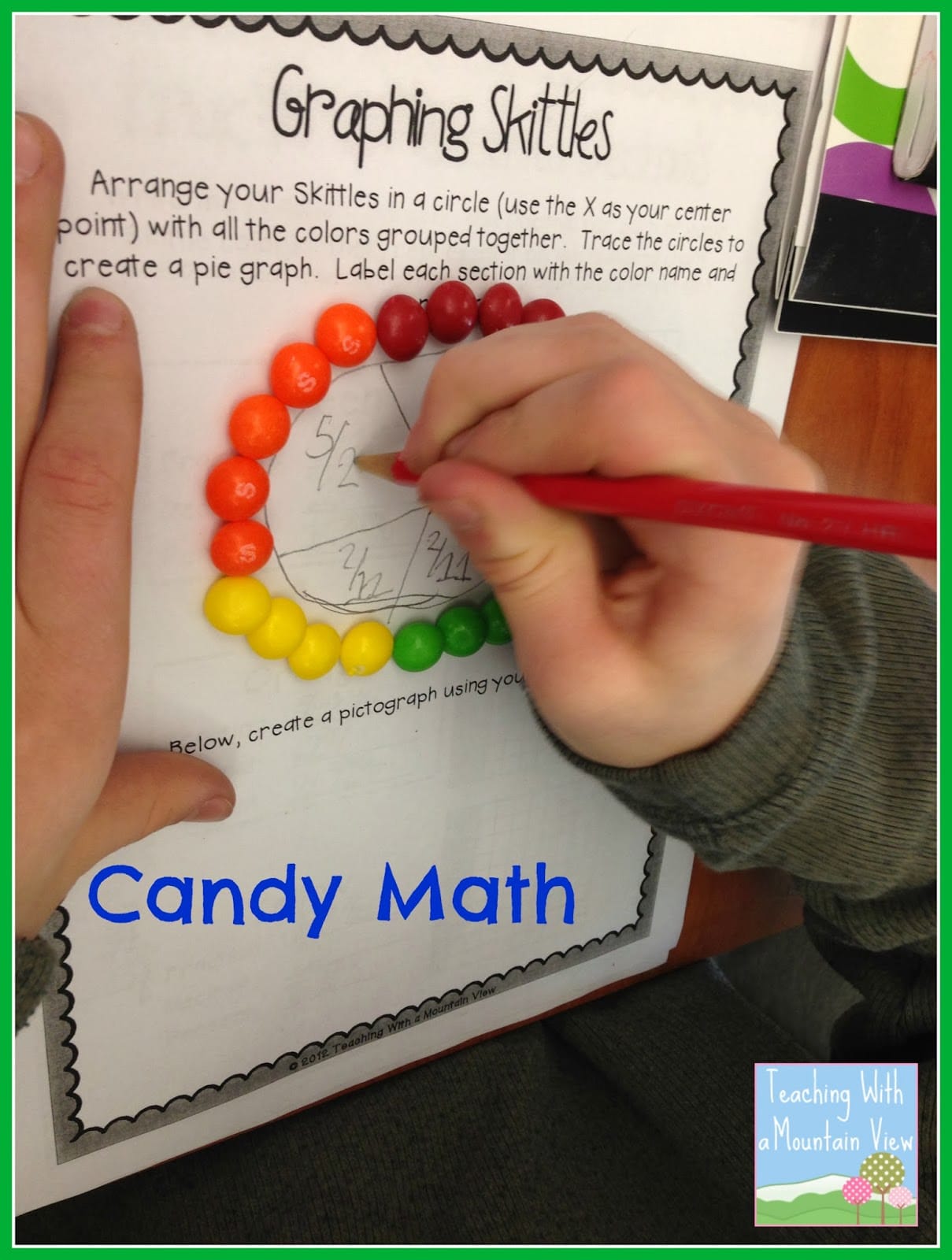 using skittles to teach converting fractions, decimals, and percents