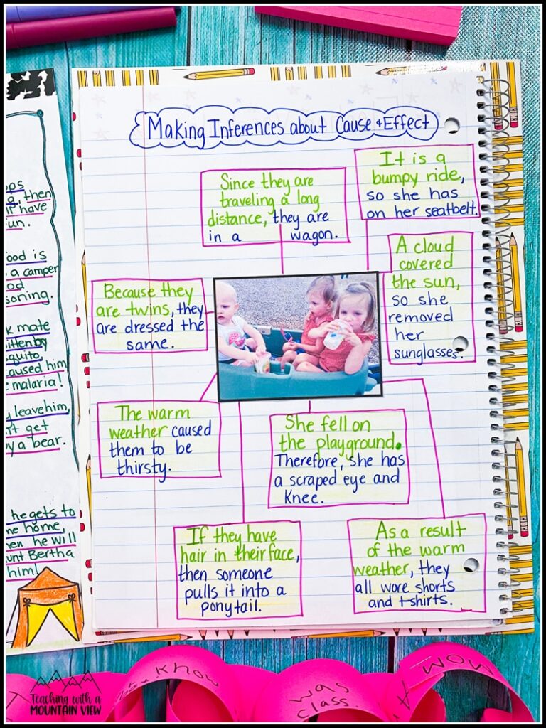 teaching cause and effect notebook page