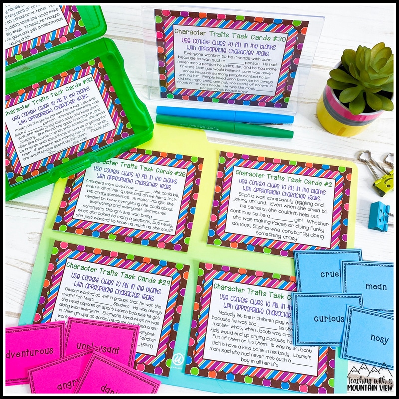 Character Traits context clues Task Cards 875290 2