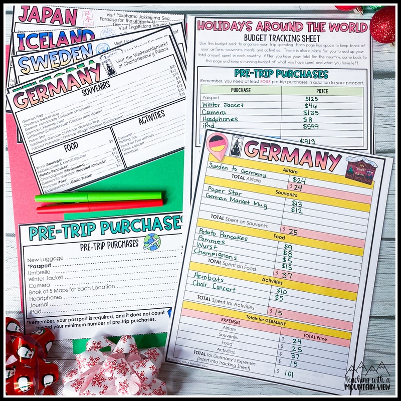 math holiday activities for Christmas around the world