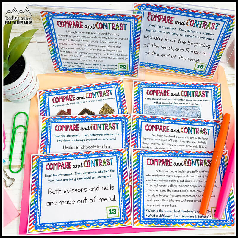 compare and contrast task cards
