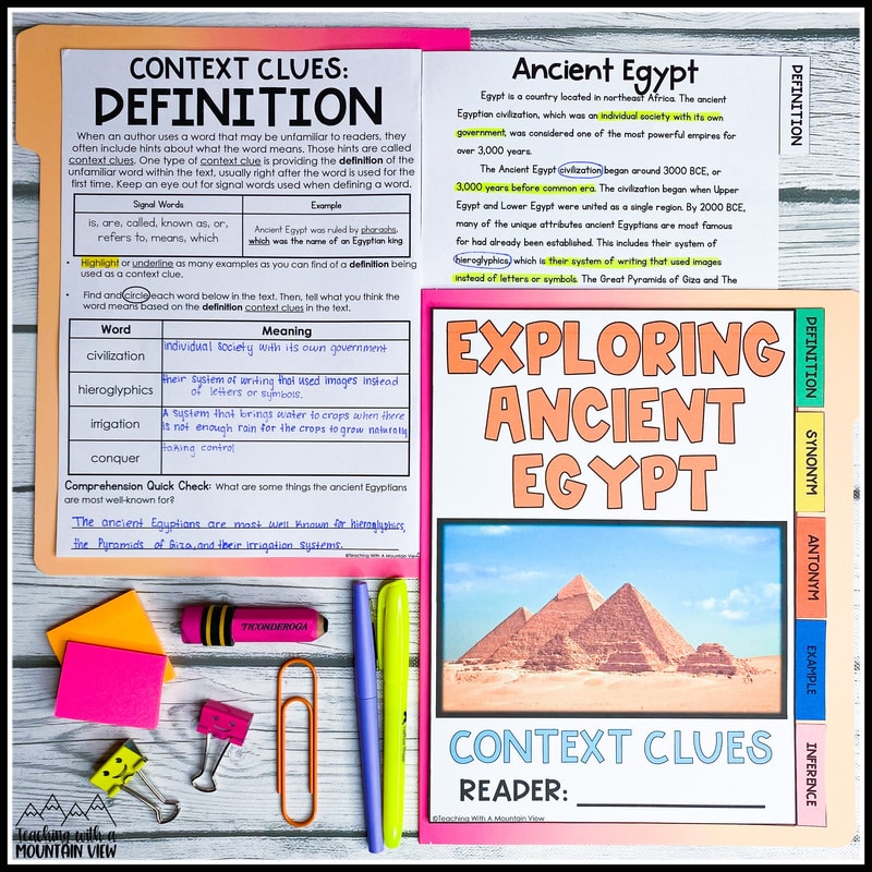 flipbook reference notebook for teaching context clues