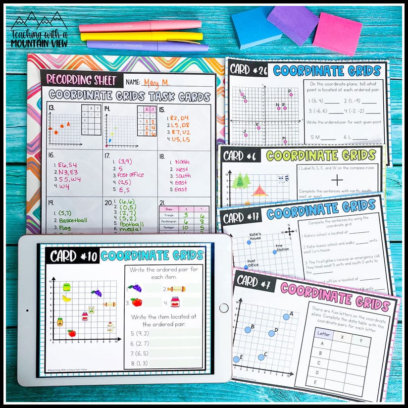 teaching coordinate grids task cards