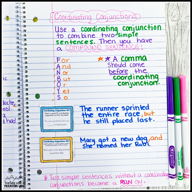 Coordinating Conjunctions Fanboys Anchor Chart Poster