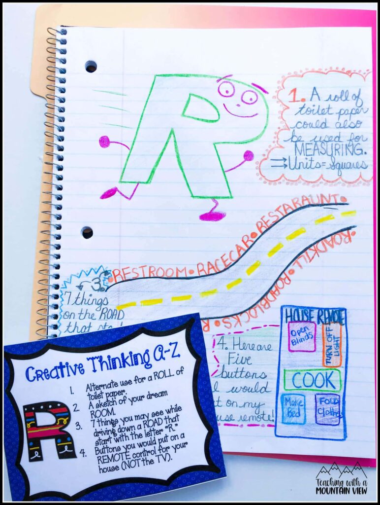 creative thinking task card journal