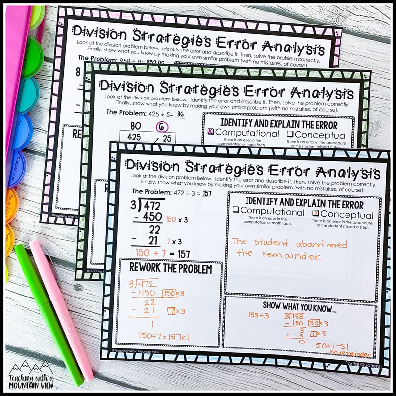 division strategies error analysis practice upper elementary