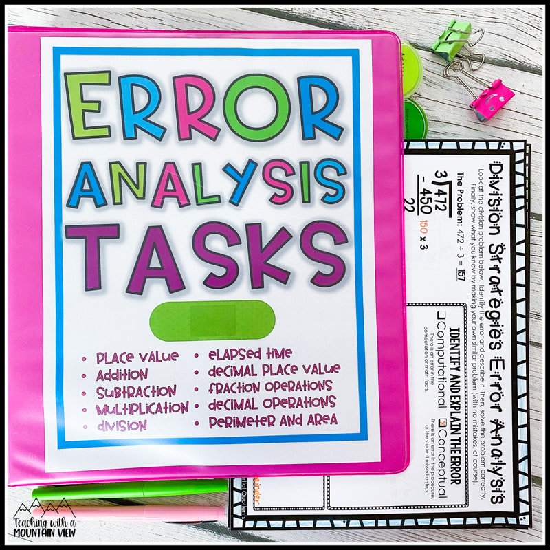 error analysis tasks for upper elementary math
