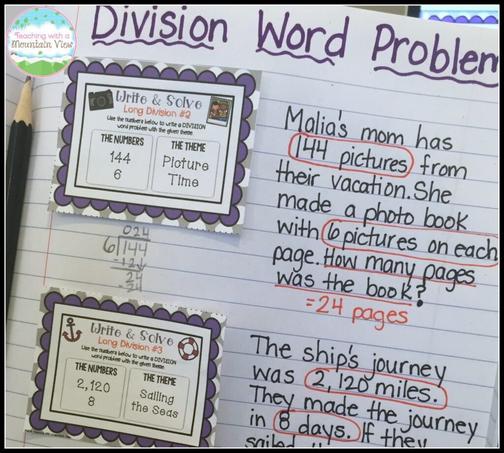 long division task cards