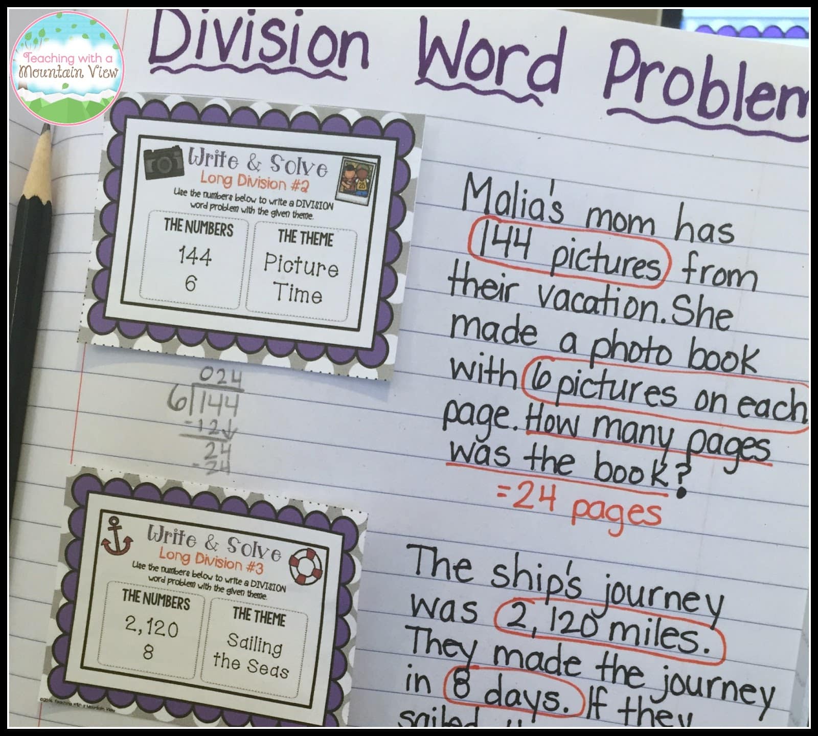 long division task cards for upper elementary math