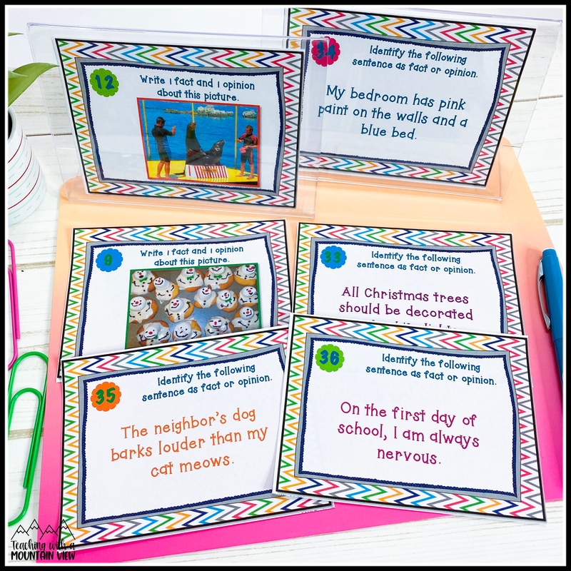 fact vs. opinion task cards