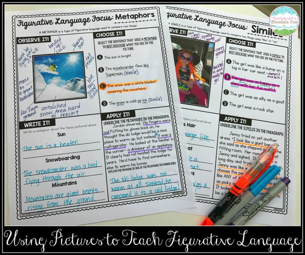 using pictures to teach figurative language
