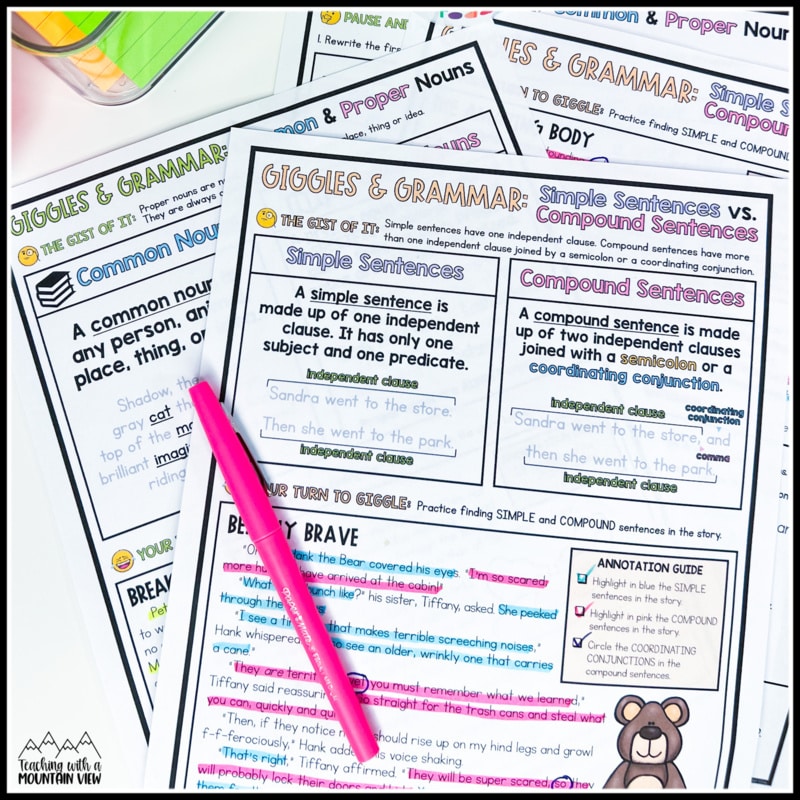 I always use Giggles and Grammar for our sentence work. Your students will absolutely love learning all about critical grammar skills with these high-interest grammar pages designed to make teaching grammar engaging and fun!  