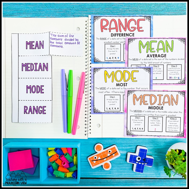 notebook templates for mean, median, and mode