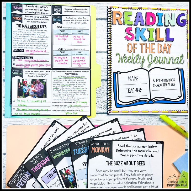Spiral reading skill review for 2nd/3rd grade with high-interest passages and engaging reading activities.