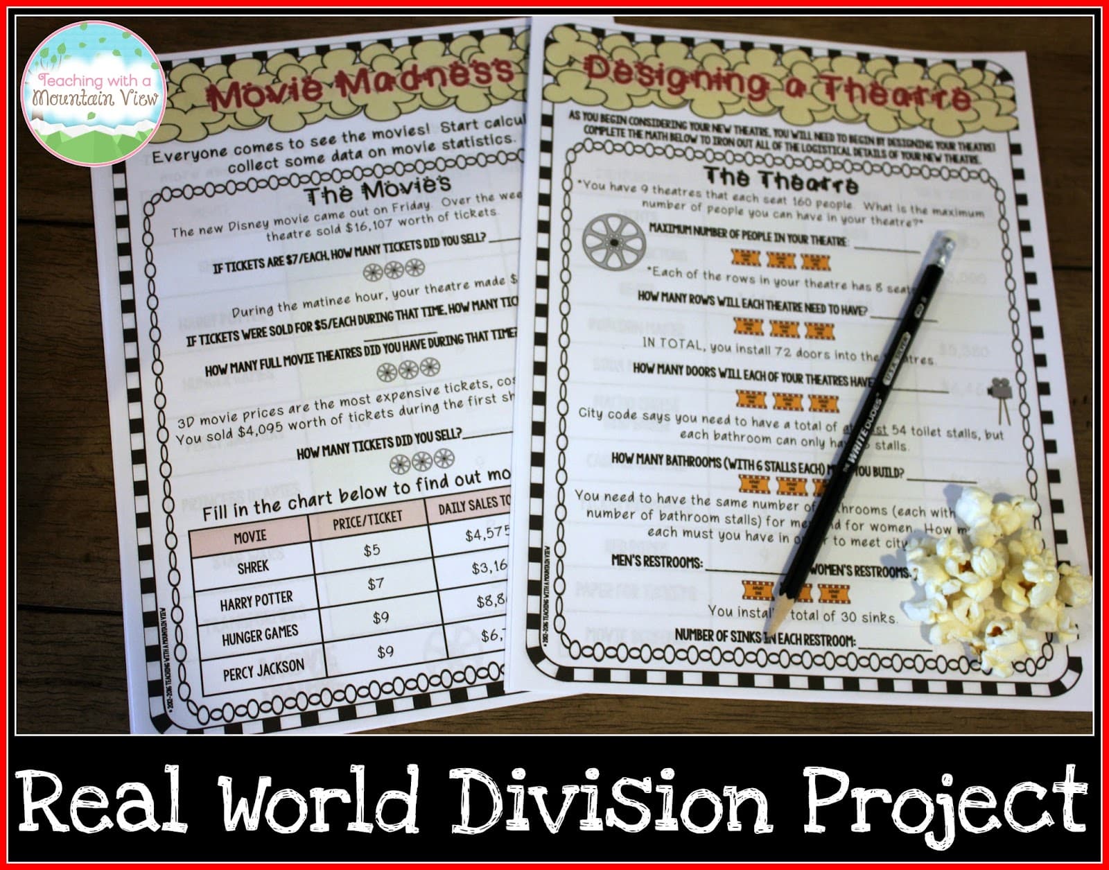 real word division math project for upper elementary