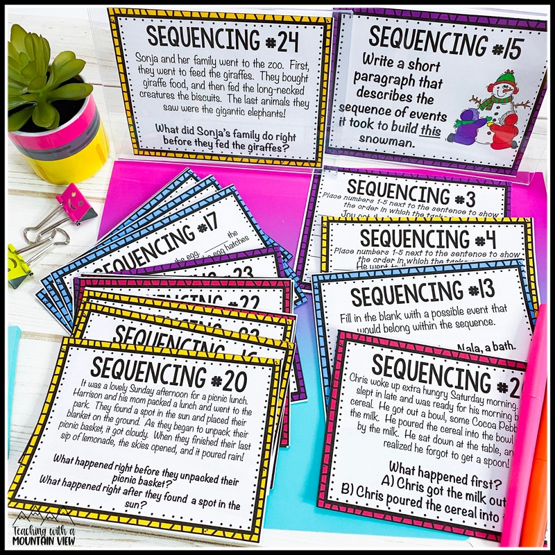 how to teach sequencing with task cards