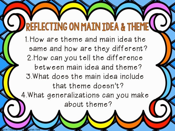 Upper elementary tips and resources for teaching main idea vs. theme. Includes anchor charts, sorts, and discussion questions.