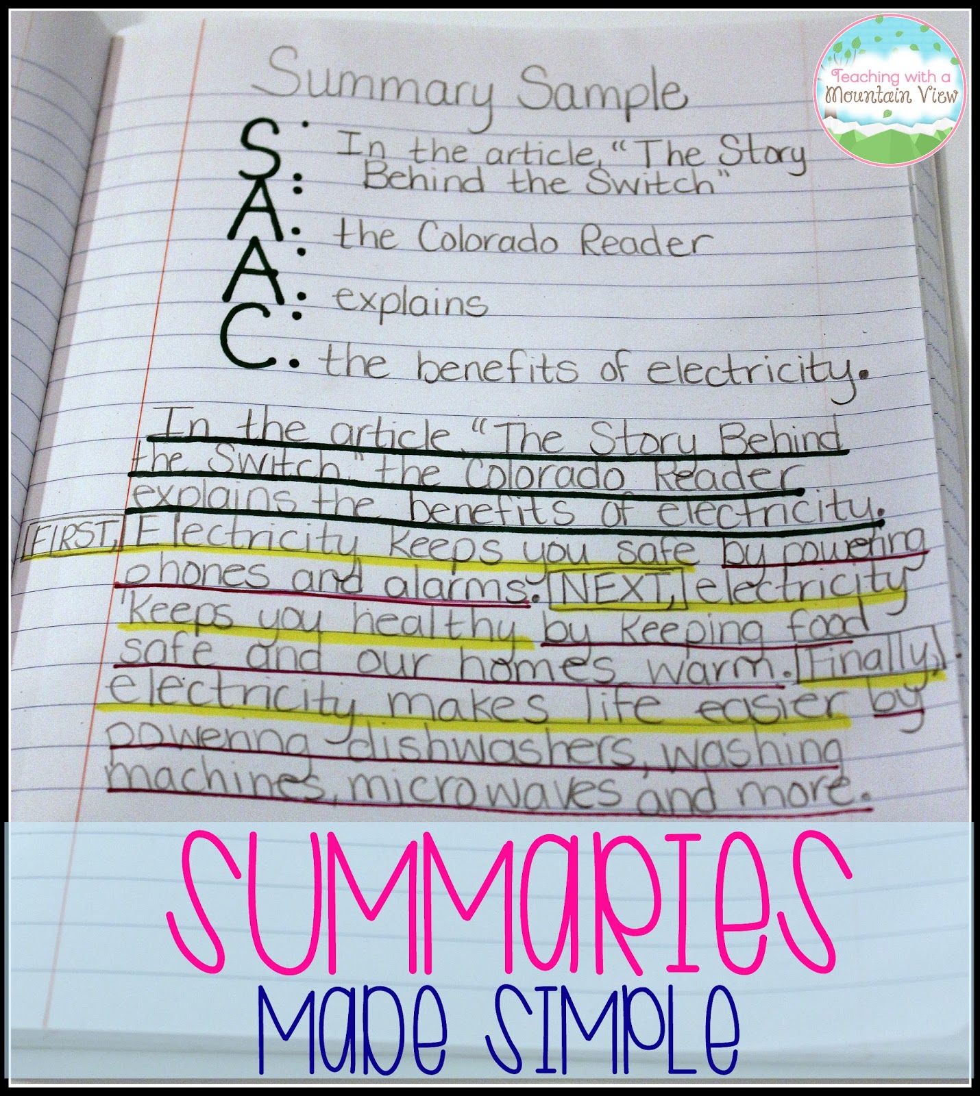 summarizing anchor chart first grade