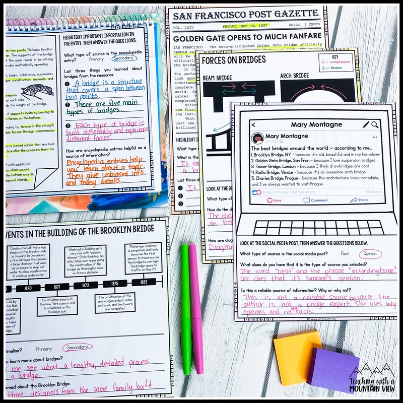 nonfiction synthesizing activity lesson ideas