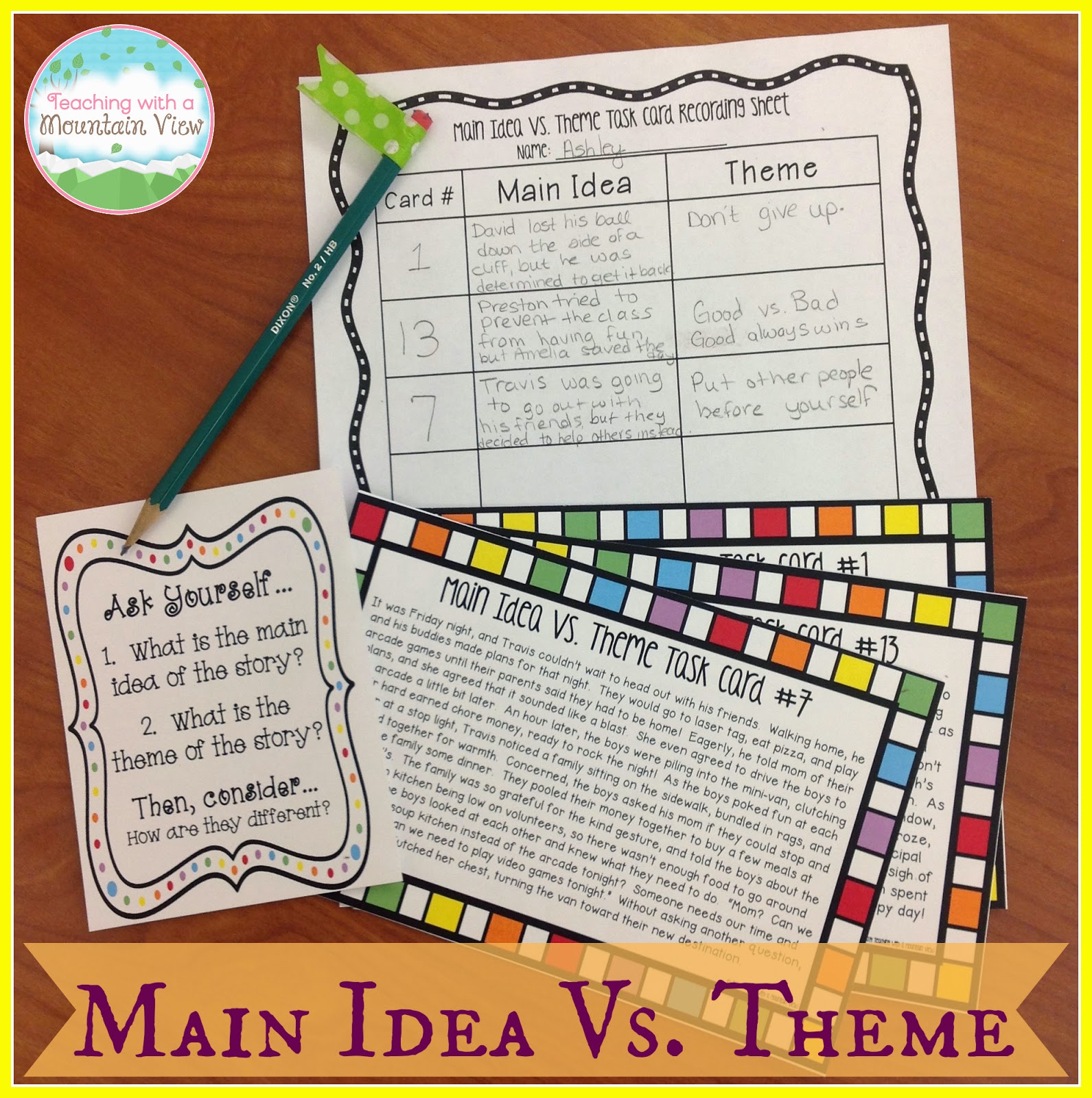 Upper elementary tips and resources for teaching main idea vs. theme. Includes anchor charts, sorts, and discussion questions.