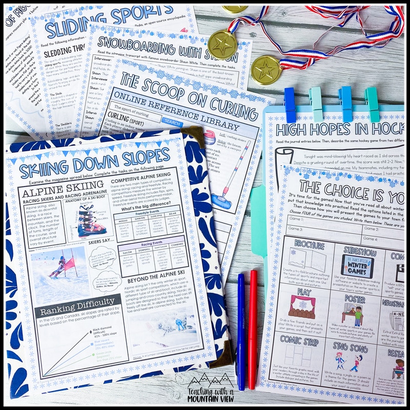 winter sports themed literacy project upper elementary