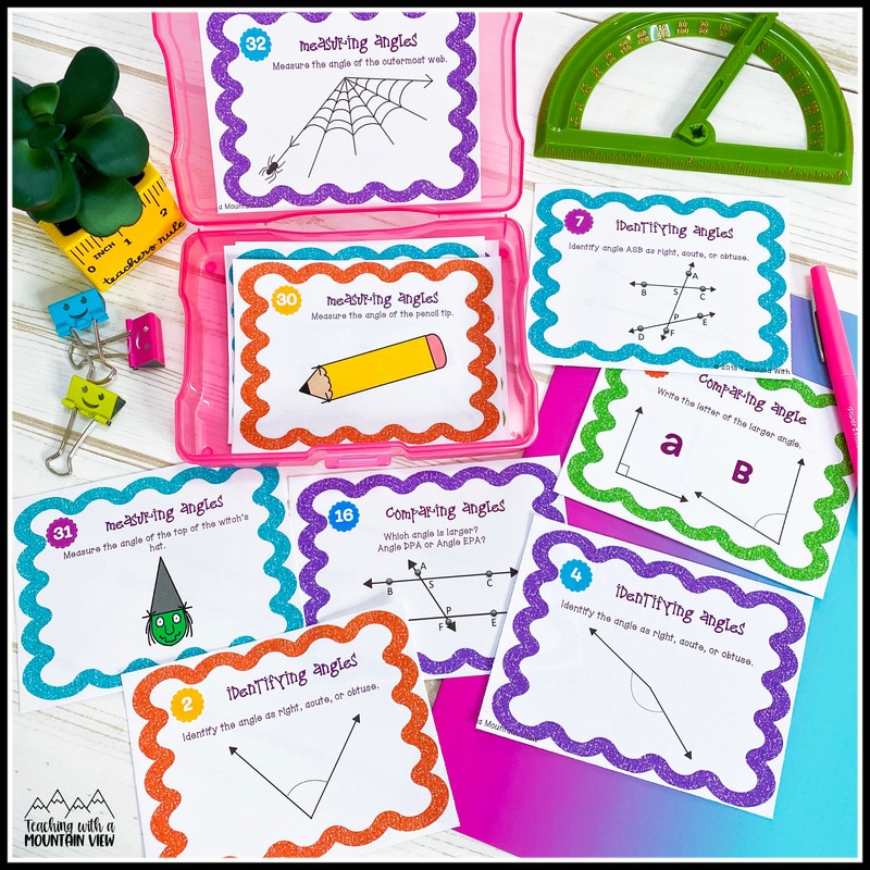 angles practice task cards upper elementary